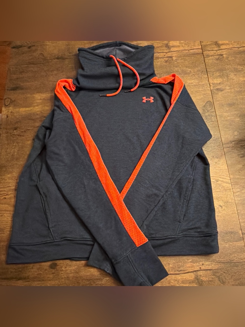 Under Armour Women’s Navy Pullover Hoodie with Orange Trim